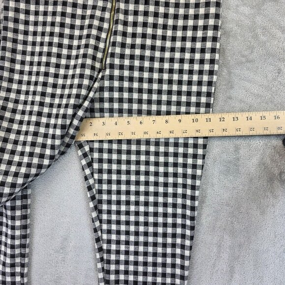 Zara Pants Womens XL Black White Gingham Check Stretch Skinny Ankle Zip Front - Picture 7 of 12